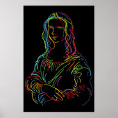 Poster Neon Abstrait Mona Lisa Line Art (Devant)