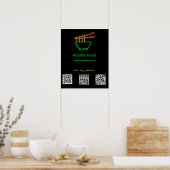 Poster Neon Asian Noodle Bowl Social Media QR Codes (Cuisine)