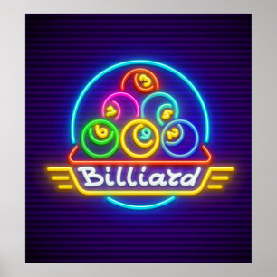 Poster Neon Billiards Imprimer, Papier d'affichage de val
