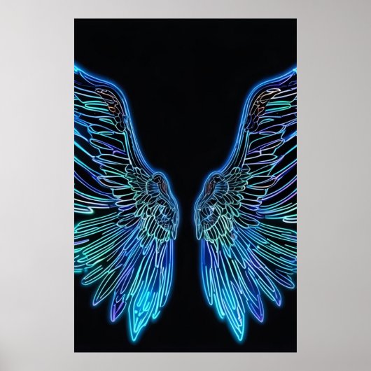 Poster Neon Black et Blue Angle ailes (Devant)