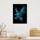 Poster Neon Blue Eagle Futuristic Filament Wall Art (Cuisine)