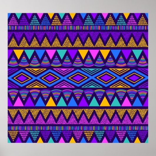 Poster Neon Blue : Tribal Navajo Motif (Devant)