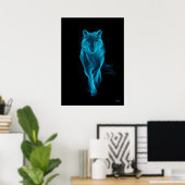 Poster Neon Blue Wolf Futuristic Filament Wall Art (Bureau à domicile)