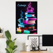 Poster Neon Books Et Café (Bureau à domicile)