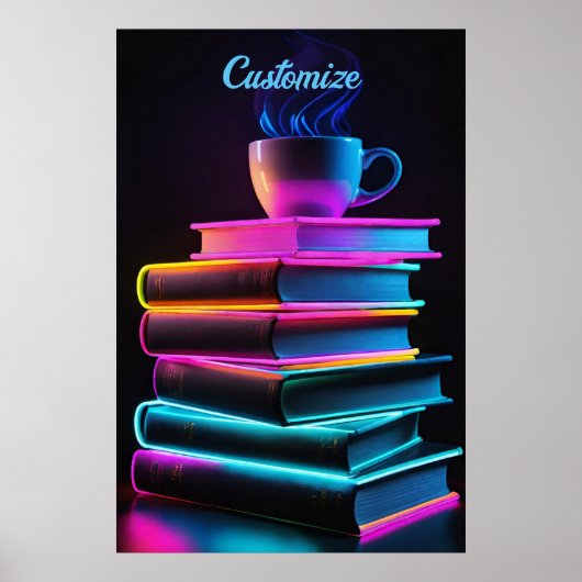 Poster Neon Books Et Café 2 (Devant)