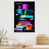 Poster Neon Books Et Café 3 (Cuisine)