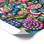 Poster Neon Candy Doodle | Rose Clair Vert Bleu Tripant (Coin)