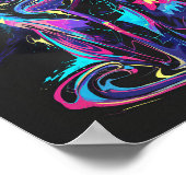 Poster Neon Cat en mouvement Abstrait (Coin)