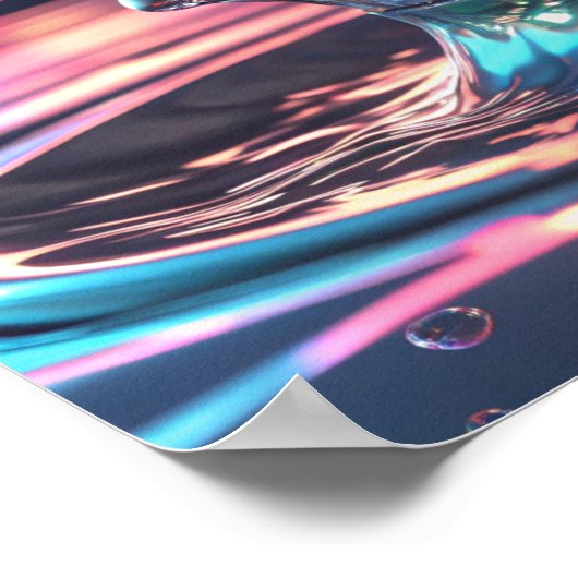 Poster Neon Chrome Couronne Splash (Coin)