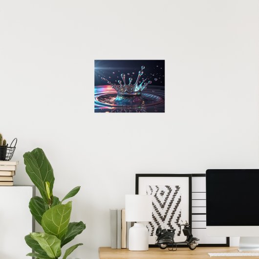 Poster Neon Chrome Couronne Splash (Bureau à domicile)