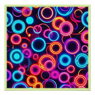Poster Neon Circles : Un Fête Visuelle Vibrante