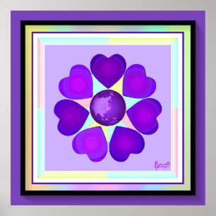Poster NEON & coeur violet battre