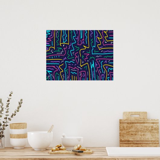 Poster Neon Contraste Space Art (Cuisine)