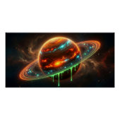 Poster Neon Cosmic Planet – Dripping Galaxy Art | Glossy (Devant)