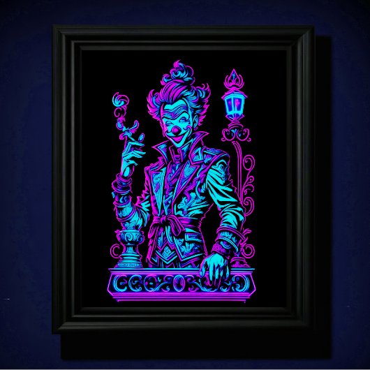 Poster Neon Creeper rose et turquoise 5:4