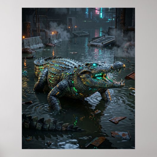 Poster Neon Crocodile Flooded Sector (Devant)