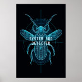 Poster Neon Cyber Bug Detected IT Programmer Humor (Devant)