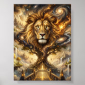 Poster Neon Cyber Lion Wall Art Print – Futuristic Fantas (Devant)