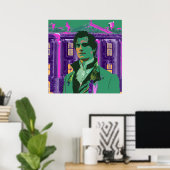 Poster Neon Cyberpunk Handsome Mr Darcy Portrait (Bureau à domicile)