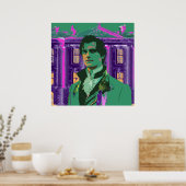 Poster Neon Cyberpunk Handsome Mr Darcy Portrait (Cuisine)