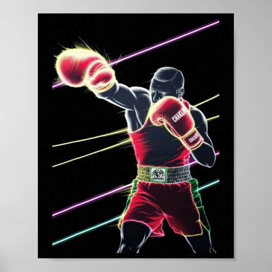 Poster Néon de boxe mexicaine (Devant)