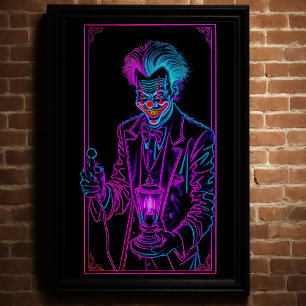 Poster Neon Déplaisant clown rose et turquoise 5:4