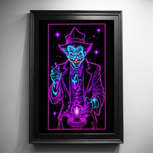 Poster Neon Déplaisant Clown Turquoise Rose 2:3