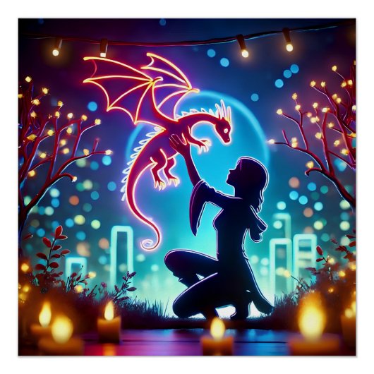 Poster  neon dragon trainer (Devant)