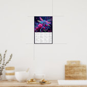 Poster Neon Dragonfly et Rose Calendrier 2025 (Cuisine)