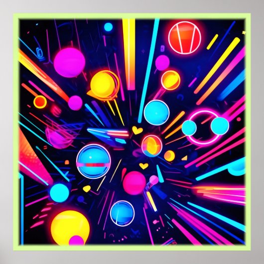 Poster Neon Dreams - Formes et couleurs psychédéliques (Devant)