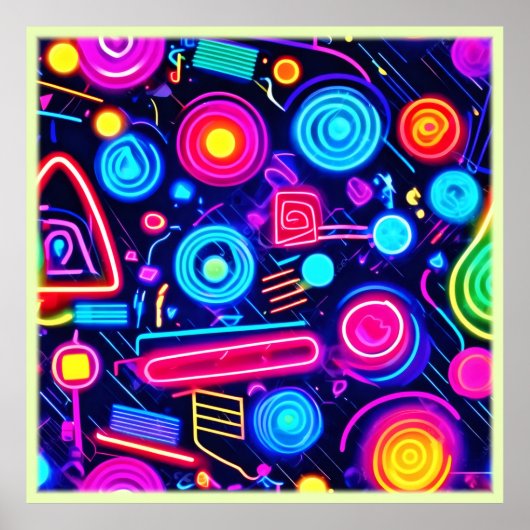 Poster Neon Dreamscape : Un art Abstrait vibrant (Devant)