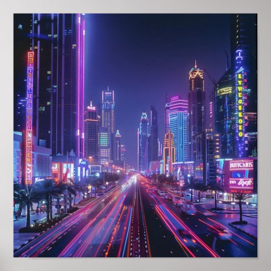 Poster Neon Drenched Dubai (Devant)