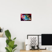 Poster Néon Electric Cosmic Jellyfish Orbiting Stars (Bureau à domicile)