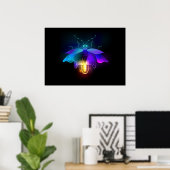 Poster Neon Firefly sur noir (Bureau à domicile)