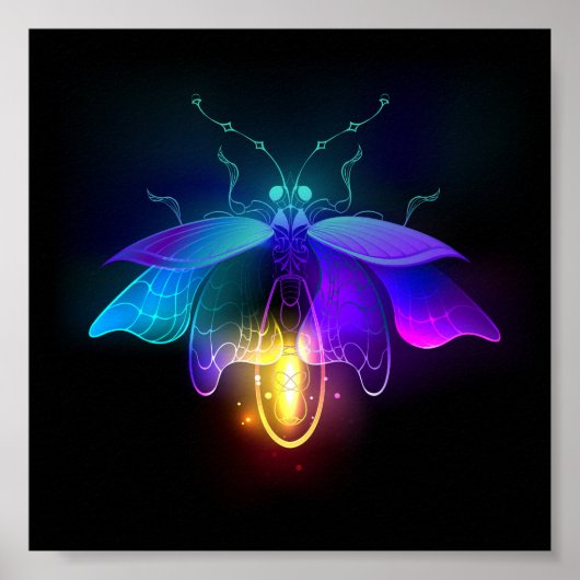 Poster Neon Firefly sur noir (Devant)
