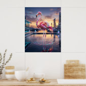 Poster Neon Flamingo Sunset Marina (Cuisine)