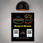 Poster Neon Food Scan pour payer le code QR