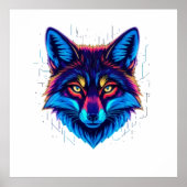 Poster Neon Fox Face – Vibrant Glowing Design (Devant)