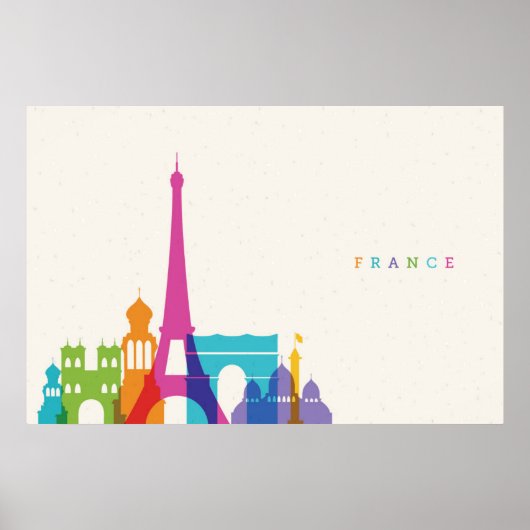 Poster Neon France Skyline (Devant)