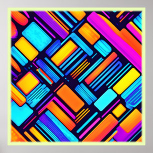 Poster Neon Géométrique Abstrait
