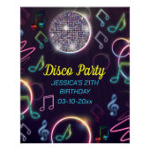 Poster Neon Glow Disco Dance Anniversaire (Devant)