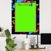 Poster Neon Glow Paint Splatter Sweet 16 Planche d'hôtes (Bureau à domicile)