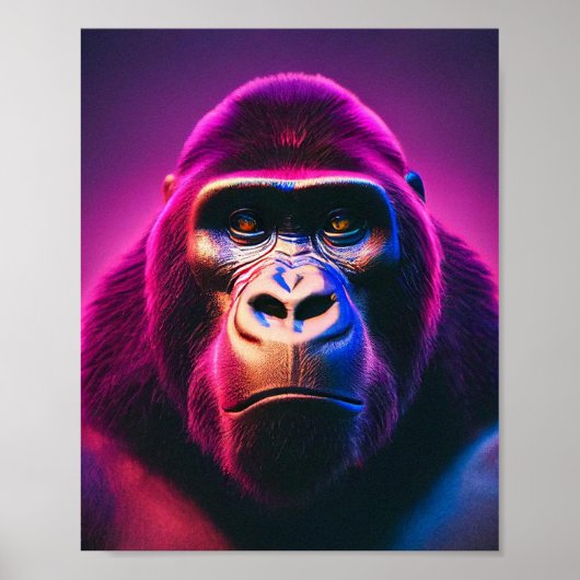 Poster Neon Gorilla pourpre (Devant)