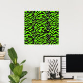 Poster Neon Green Zebra Arrière - plan de texture de peau (Bureau à domicile)
