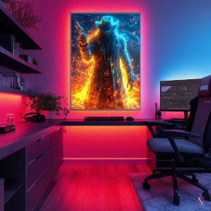 Poster Neon Gunslinger – Hors-la-loi cyberpunk de l'Ouest