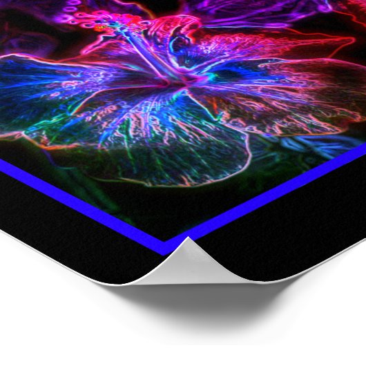 Poster Neon Hibiscus Abstrait Flower Art (Coin)