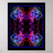 Poster Neon Hibiscus Abstrait Flower Art (Devant)