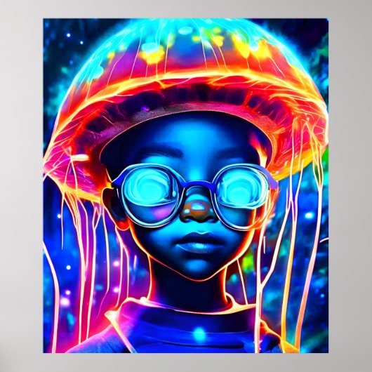 Poster Neon Jellyfish Vision de l'enfant (Devant)