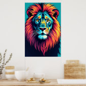 Poster Neon Jungle King - Pop Art Lion (Cuisine)