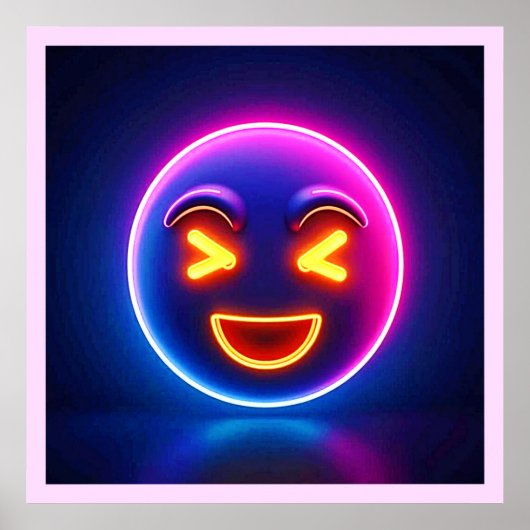 Poster Neon Laughing Emoji Joy (Devant)